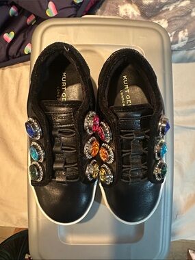 Kurt Geiger Kids Black Sneakers with Multicolored Jewel Accents